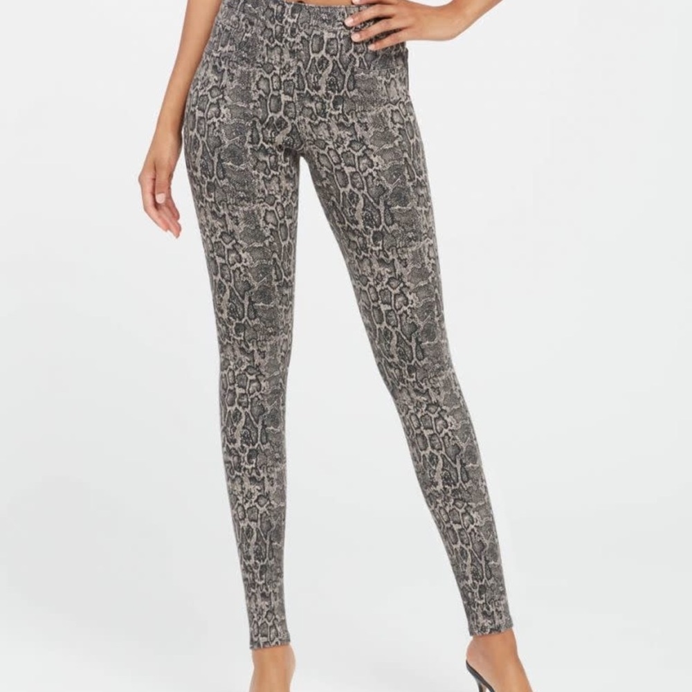 Spanx Snakeskin Taupe Ankle Jean Leggings